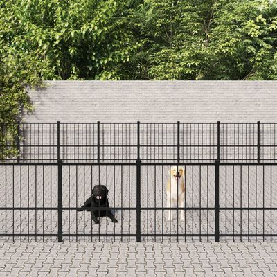 vidaXL Koiran ulkohäkki teräs 60,22 m²