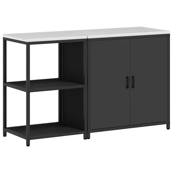 vidaXL Keittiön säilytyssarja hyllyllä ovella 2 pcs Musta Teräs