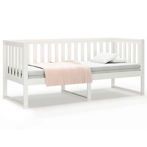 vidaXL P&auml;iv&auml;s&auml;nky ilman patjaa Valkoinen 75x190 cm massiivipuum&auml;nty