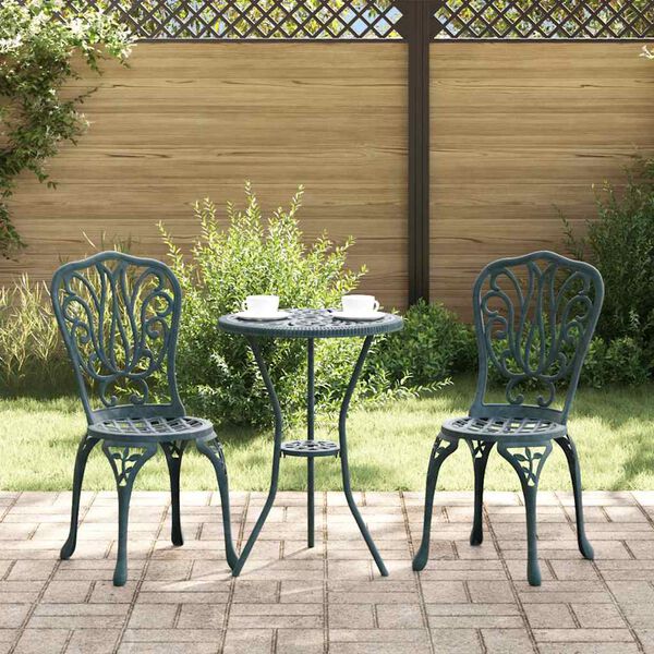 vidaXL Puutarhan Bistro Set 3 pcs Vihreä Alumiini