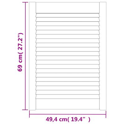 vidaXL Kaapin ovet säleikkömuotoilu 2 kpl 69x49,4 cm täysi mänty