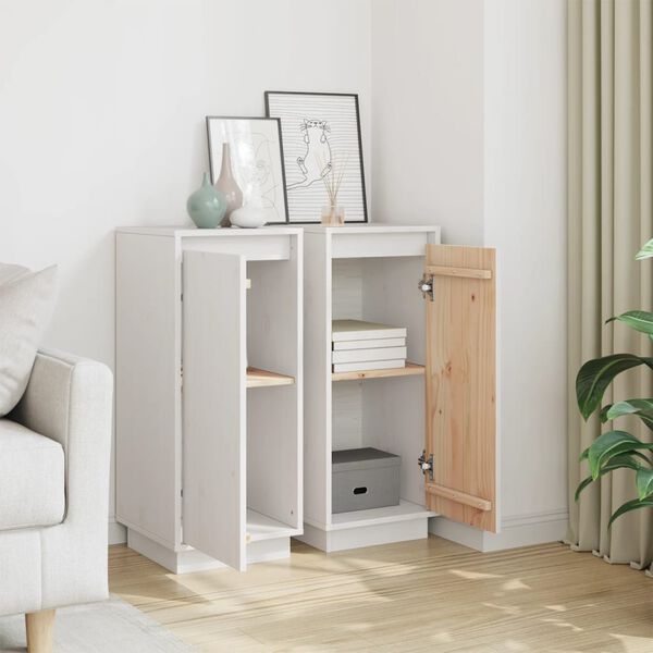 vidaXL Senkit 2 kpl valkoinen 31,5x34x75 cm täysi mänty