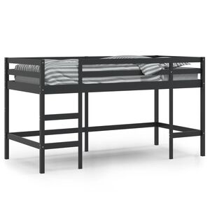 vidaXL Lasten parvisänky tikkailla musta 90x200 cm täysi mänty