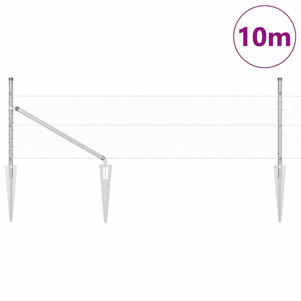 vidaXL Aita paalujen kanssa Hopea 0,4 x 10 m