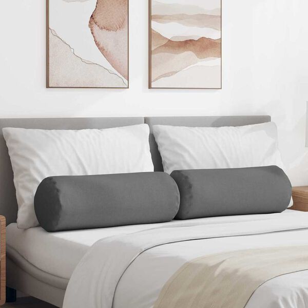 vidaXL Pystytyynyt 2 pcs Tumma harmaa Ø 25 x 70 cm kangas