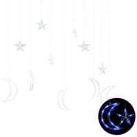 vidaXL Tähti ja kuu keijuvalot kaukosäädin 138xLED sininen