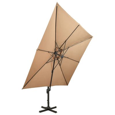vidaXL Riippuva aurinkovarjo tuplakatolla harmaanruskea 300x300 cm