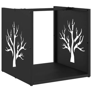 vidaXL Polttopuuteline musta 40x40x40 cm kylm&auml;valssattu ter&auml;s