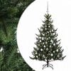 vidaXL Tekokuusi joulupalloilla 120 cm 150 LEDi&auml; L&auml;mpim&auml;n Valkoinen
