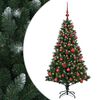 vidaXL Muovinen joulukuusi koristeilla 120 cm 150 LEDi&auml;
