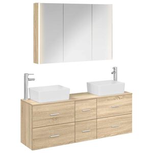vidaXL Kylpyhuonekalustesetti 4 pcs Sonoma-tammi Tekninen puu ja lasi