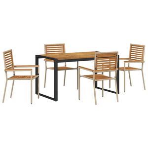 vidaXL Piharuokailu setti 5 kpl Beige ja Ruskea polyrottinki