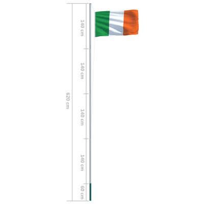 vidaXL Irlannin lippu ja tanko alumiini 6,2 m