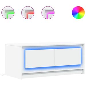 vidaXL Sohvap&ouml;yt&auml; LED-valoilla valkoinen tekninen puu