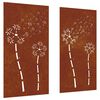 vidaXL Puutarhasein&auml;koristeet 2 kpl 105x55 cm corten ter&auml;s kukkakuvio