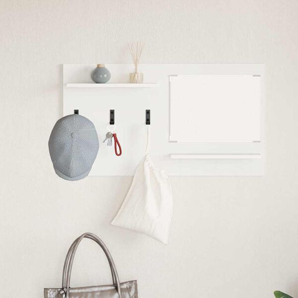 vidaXL Seinälle asennettava takkihylly Valkoinen 90 x 10 x 50 cm