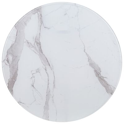 vidaXL Pöytälevy valkoinen Ø80 cm lasi marmorikuviolla