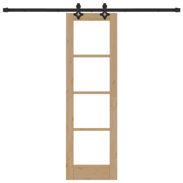 vidaXL Liukuovi Luonnollinen 61 x 198,5 cm Täysi mänty ja lasi