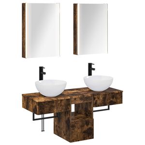 vidaXL Kylpyhuoneen kaappisetti 5 pcs Savutammi 43 x 11,5 x 60,5 cm