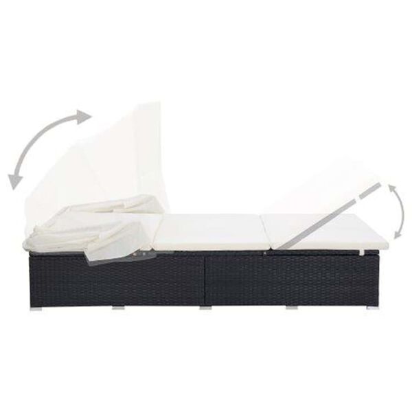 vidaXL 2 hengen aurinkovuode pehmusteella polyrottinki musta