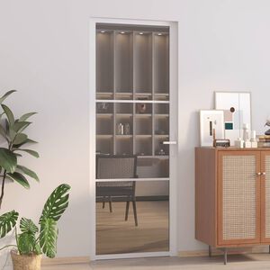 vidaXL Sis&auml;ovi 76x201,5 cm valkoinen ESG-lasi ja alumiini
