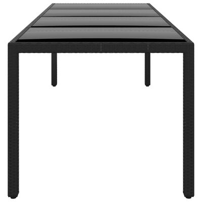 vidaXL Puutarhapöytä 250x100x75cm karkaistu lasi ja polyrottinki musta