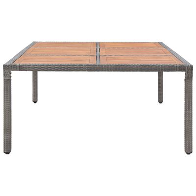 vidaXL Puutarhapöytä harmaa 200x150x74 cm polyrottinki ja akaasiapuu