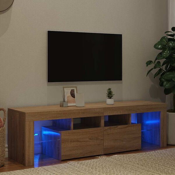 vidaXL TV-taso LED-valoilla Sonoma-tammi 140x36,5x40 cm
