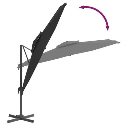 vidaXL Riippuva kaksois-aurinkovarjo musta 400x300 cm