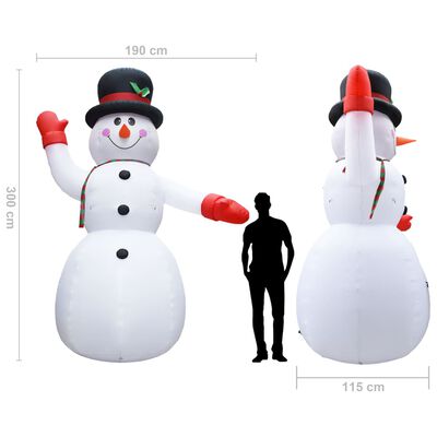 vidaXL Täytettävä lumiukko LED-valoilla joulukoriste IP44 300 cm