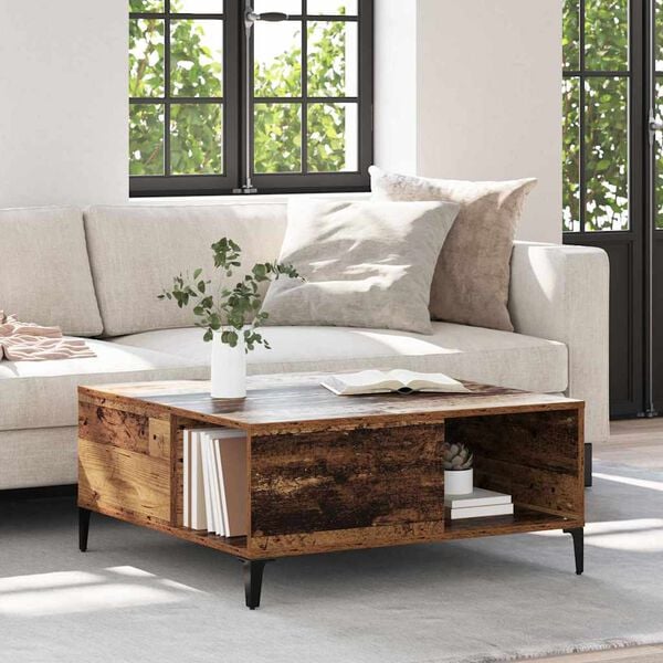 vidaXL Sohvap&ouml;yt&auml; Vanha Puu 80 x 80 x 36,5 cm Tekninen puu