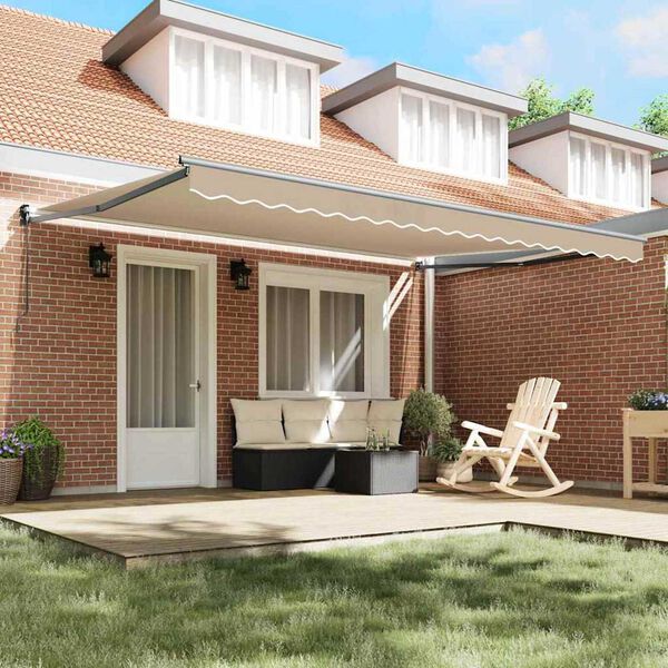 vidaXL Aurinkovarjo Beige 4,5 × 3 m Polyesteri ja metalli