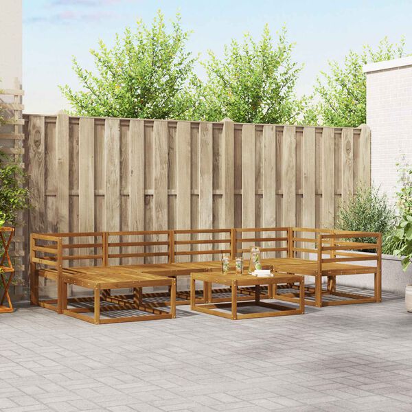 vidaXL Ulkosohvakokoelma 7 pcs Luonnollinen Tihe&auml; akasiapuu