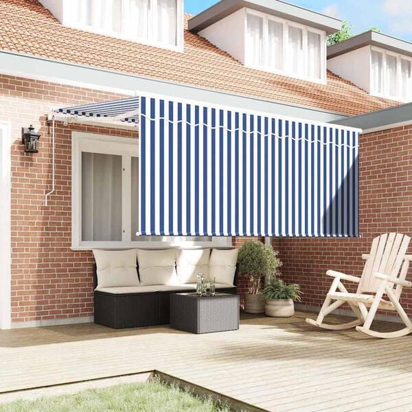 vidaXL Vetoutuva markiisi Sininen ja valkoinen 300 x 200 cm