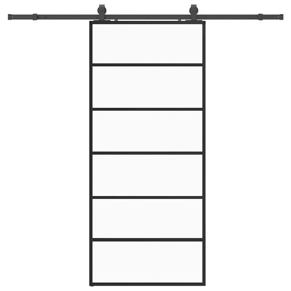 vidaXL Liukuovi asennustarvikkeilla musta 90x205 cm ESG lasi