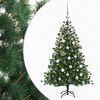 vidaXL Tekokuusi joulupalloilla 120 cm 150 LEDi&auml; L&auml;mpim&auml;n Valkoinen