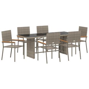 vidaXL Piharuokailu setti 7 pcs Harmaa polyrottinki