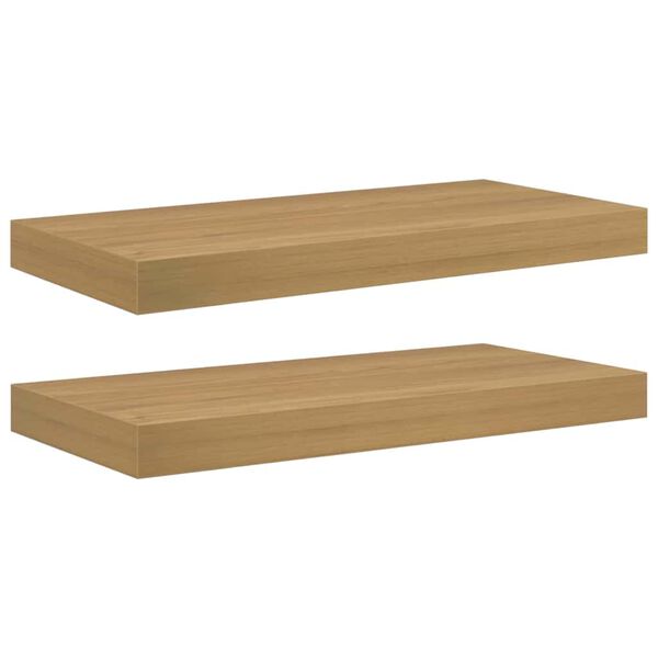 vidaXL Sein&auml;hylly 2 pcs Ruskea 50 x 23 x 4 cm Tekninen puu