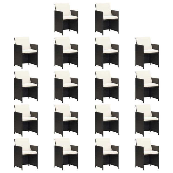 vidaXL 19-osainen Ulkoruokailuryhm&auml; tyynyill&auml; musta polyrottinki