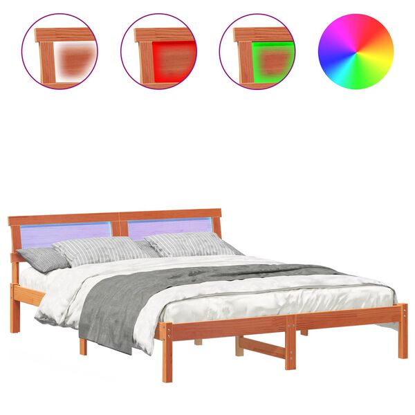 vidaXL S&auml;ngyn runko Vaha ruskea 140 x 200 cm Massiivinen m&auml;nty