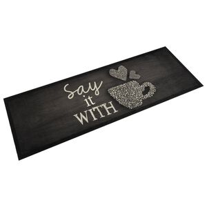 vidaXL Keitti&ouml;n pest&auml;v&auml; lattiamatto Kuppi musta 60x180 cm sametti