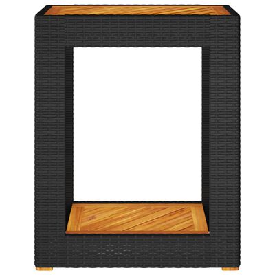 vidaXL Puutarhan sivupöytä puulevyllä musta 60x40x75 cm polyrottinki