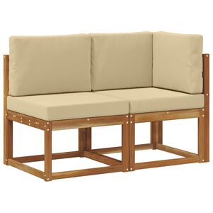 vidaXL Ulkomoduulisohva tyynyll&auml; 2 Kappale Luonnollinen ja beige