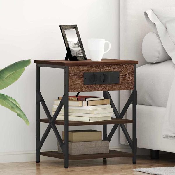 vidaXL Y&ouml;p&ouml;yt&auml;kaappi Ruskea tammi 41 x 31 x 51 cm Tekninen puu