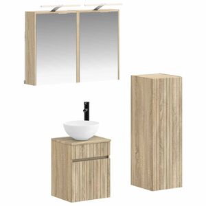vidaXL Kylpyhuonekalustesetti 4 pcs Sonoma-tammi Tekninen puu ja lasi