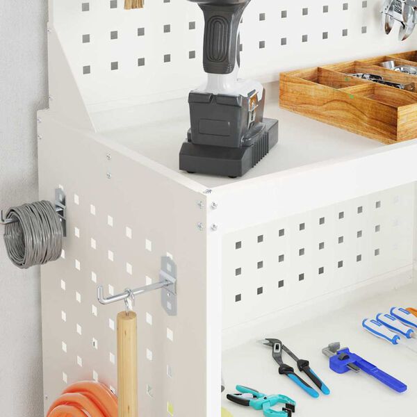 vidaXL Ty&ouml;kaluk&auml;rry Valkoinen 65 x 35 x 111 cm Kylm&auml;valssattu ter&auml;s