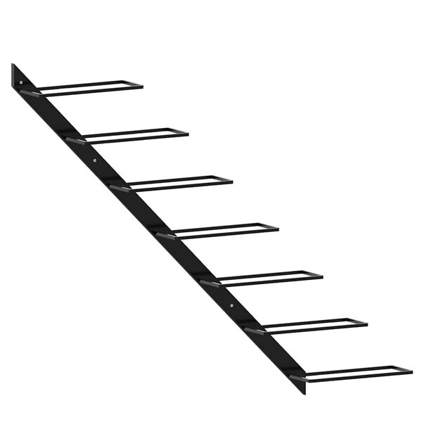 vidaXL Sein&auml;kiinnitteinen viinipulloteline 7 pullolle musta metalli