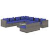 vidaXL 10-osainen Puutarhasohvasarja tyynyill&auml; harmaa polyrottinki