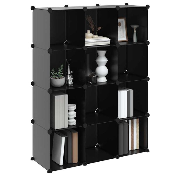 vidaXL S&auml;ilytyslokero 12 kuutiolla musta PP