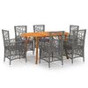 vidaXL 7-osainen Puutarhan ruokailuryhm&auml; harmaa